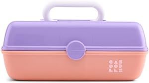 Claire's Caboodles Makeup Case Petite Tote Medium Caboodle for Girls Organizer Storage Box Hard Case With Mirror - Purple and Orange 9 x 5.5 x 3.8 inches (Sold