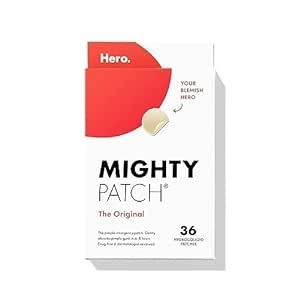 Mighty Patch™ Original patch from Hero Cosmetics - Hydrocolloid Acne Pimple Patch for Covering Zits and Blemishes, Spot Stickers for Face and Skin, Vegan-friendly and Not Tested on Animals (36 Count)