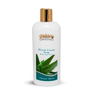 Gold Cosmetics & Skin Care Bleach Cream Soap Facial and Body Cleanser, Skincare, with Aloe Vera, For Glowing Skin, 240ml Bottle (Bleach Cream Soap, 240 ml)