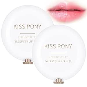 KISS PONY Lip Balm, KISS PONY Labial Mask, KISS PONY Cherry Jelly Sleeping Lip Film, KISS PONY Lip Plumper, Natural Lip Balm, Overnight Lip Treatment Mask (2pcs)