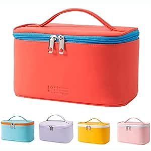 Medium Makeup Bag Portable Cosmetic Bags for Women Small Zipper Pouch Make Up Organizer Waterproof (Red)