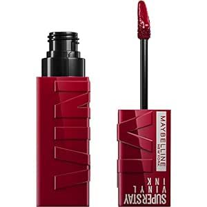 MAYBELLINE New York Super Stay Vinyl Ink Longwear No-Budge Liquid Lipcolor Makeup, Highly Pigmented Color and Instant Shine, Royal, Deep Wine Red Lipstick, 0.14 fl oz, 1 Count