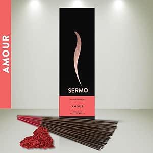Ebsem Sermo Premium 24 Incense Sticks Hand Rolled Low Smoke Perfect for Aromatherapy, Meditation, Relaxation, Positivity, Calming (Amour),(SERMO 001 - 012)