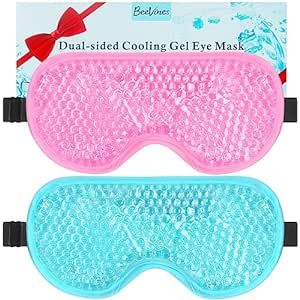 BeeVines Gel Eye Mask, 2 Pack Cooling Ice Sleeping Masks for Puffy Eyes Face for Men & Women, Cold & Warm Sleep Compress for Post Surgery, Puffiness, Allergies, Sinuses & Migraines