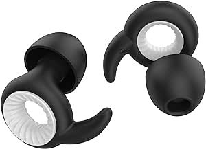 YINFEIAI Reusable Silicone Ear Plugs for Noise Reduction - Super Soft, Quiet Sleep and Noise Sensitivity Aid - 8 Ear Tips in XS/S/M/L - 26dB & NRR 14 Noise Cancelling (Black White)