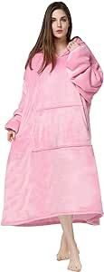 Oversized Microfiber & Sherpa Wearable Blanket, Seen On Shark Tank, One Size Fits All (Pink)