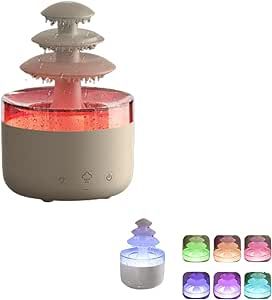 Rain Cloud Humidifier, Rain Cloud Water Drip Humidifier diffuser Raindrop Night Light with 7 Color Lights Mushroom Essential Oil Aromatherapy Diffuser Sleeping and Relaxing Mood Water Drop Sound