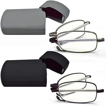 sevenplus 2 Pack Reading Glasses Blue Light Blocking, Anti UV Glare, Foldable Computer Spring Hinge Readers for Women Man