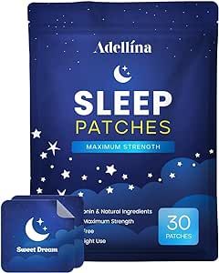 Adellina Sleep Patches, Sleep Patches for Adults Extra Strength, Skin-Friendly Patches, Easy to Apply and Comfortable, Last All Night for Men and Woman