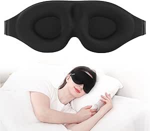 MZOO Sleep Mask for Side Sleeper Women Men, Updated Design 100% Light Blocking Eye Mask, 3D Contoured Blindfold for Sleeping, Breathable & Soft Eye Shade for Travel Meditation Nap, Black