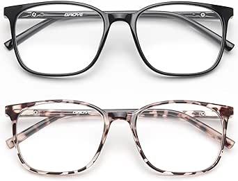Gaoye 2 Pack Blue Light Blocking Glasses Women/Men, Computer Gaming Fake Eyeglasses Anti UV Ray-Spring Hinge