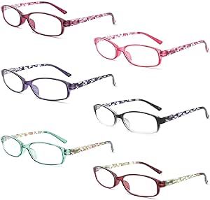 IVNUOYI 6 Pack Reading Glasses Blue Light Blocking,Fashion Ladies Spring Hinge Readers with Pattern Print,Anti Glare UV Eyeglasses for Women 3.0