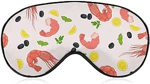 Shrimp Lemon Food Pattern Eye Mask Sleeping Mask with Adjustable Strap Eye Covers Eyeshade for Women Men, Travel Naps