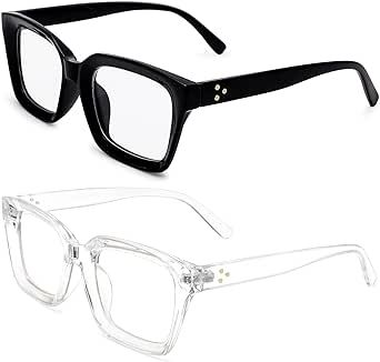 COASION Classic Non-prescription Clear Lens Eyeglasses for Women Thick Square Frame Eyewear