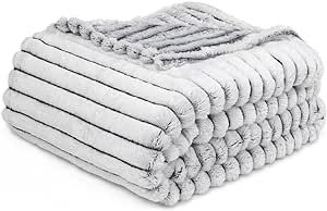 GO Fleece Blanket Black and White Travel/Throw Size Blanket - 270GSM Warm, Super Soft & Plush Throw for Couch, Sofa – Fluffy Lightweight Cozy Fuzzy Outdoor Blankets Women, Men, Kids (50”X60”)