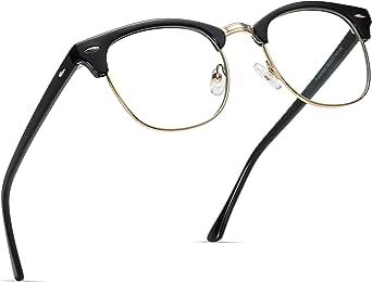 AOMASTE Blue Light Blocking Glasses Retro Semi Rimless UV400 Clear Lens Computer Eyewear For Men Women