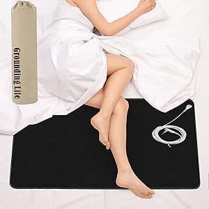 Grounding Mat for Bed, Desk, Floor, Grounding Mat for Sleeping Better with A Storage Bag, Grounding Pad for Static Reduce and Pain Relief with a 16.4 Feet Grounding Cord (23.7in * 35.5in)
