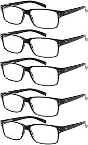 NORPERWIS Reading Glasses 5 Pairs Quality Readers Spring Hinge Glasses for Reading for Men and Women (5 Pack Black, 1.00)