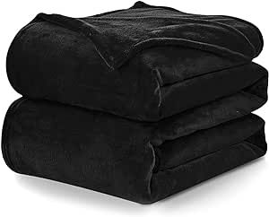 CozyLux Fleece Throw Blanket for Couch Black - 300GSM Lightweight Plush Fuzzy Cozy Soft Blankets and Throws for Sofa, Cozy Bed Blankets for Travel Camping and Chair, 50x60 inches