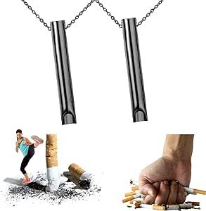 SSIPORY Breathlace Necklace Quit Smoking,Stainless Steel Mindful Breathing Necklace,Calm Harmony Anti-Smoking Necklace, Breathing Necklace for Anxiety (Black,2pcs)