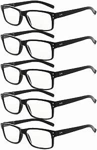 Eyekepper 5 Pack Reading Glasses for Men Spring Hinges Classic Readers Black Frame +2.50