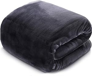 LEISURE TOWN Fleece Blanket King Size Fuzzy Soft Plush Blanket Oversized 330GSM for All Season Spring Summer Autumn Throws for Couch Bed Sofa, 108 by 90 Inches, Dark Grey