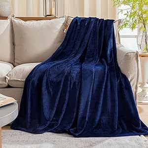 Fleece Plush Throw Blanket Navy Blue(50 by 60 Inches),Super Soft Fuzzy Cozy Flannel Blanket for Couch Sofa.Microfiber Blanket Lightweight