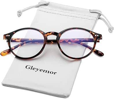 Gleyemor Blue Light Glasses for Men Women, Vintage Round Frame Computer Eyeglasses