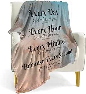 QETXVI Bible Verse Blanket with Inspirational Thoughts and Prayers- Religious Throw Blanket Soft Lightweight Cozy Plush Warm Blankets for Women Men Gift 40"X 50"