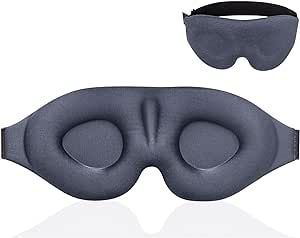 YIVIEW Sleep Mask for Men Women, 100% Light Blocking 3D Eye Mask of Night Sleeping Blindfold, Relaxing Zero Pressure Eye Cover Grey