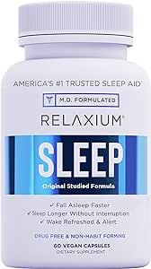 Relaxium Sleep Aid, Natural Non-Habit Forming, Sleep Supplement Developed to Support for Longer Sleep, 60 Capsules, 30-Day Supply