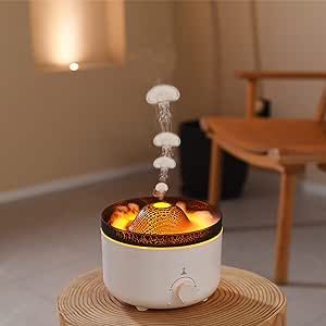 Essential Oil Diffusers Large Room: Funny Jellyfish Mist - Watch The Video - YJY 550ml Aromatherapy Diffuser for Home Bedroom - Ultrasonic Big Humidifier 24 Hours Auto Off, Volcano, Remote, White