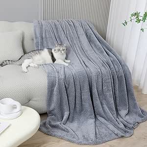 DEIRO Bedding Flannel Fleece Blanket for Couch Sofa Living Room Microfiber Soft Cozy Lightweight Plush Blankets (Grey,50"x60")