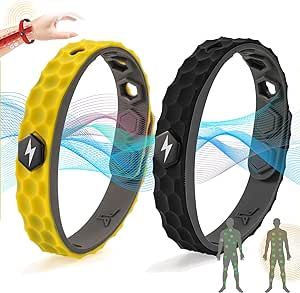 RedLlight Far Infrared Negative Ions Wristband, Anti-Static Adjustable Silicone Sports Bracelet, Unisex Silica Gel Balance Energy Magnetic Therapy Bracelet (2PCS-B)