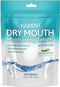 Nature's Stance XyliDENT Xylitol Tablets for Dry Mouth Relief - Stimulates Saliva, Freshens Breath, Reduces Acid Production, Fast Acting Relief, 40 Count (Wintergreen)