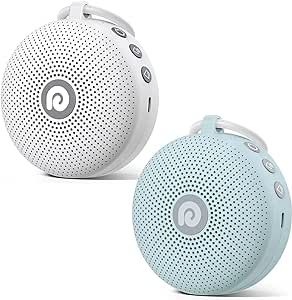 Dreamegg D11MAX White Bundle with D11MAX Blue - Portable White Noise Sound Machine for Baby Adult, Features Powerful Battery, 21 Soothing Sound for Office & Sleeping, Home, Travel, Baby Registry Gift