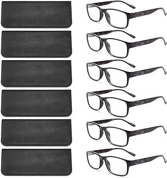 BLS BLUES Reading Glasses for Women/Men Blue Light Blocking, Fashion Readers Anti Eye Strain/Migraine Eyeglasses 6 Packs/Case