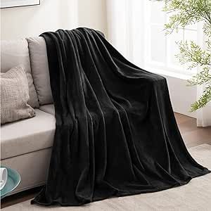 BEDELITE Fleece Blanket Black Throw Blankets for Couch & Bed, Plush Cozy Fuzzy Blanket 50" x 60", Super Soft & Warm Blankets for Fall and Winter