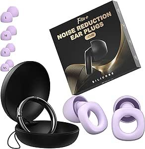 Fita+ Ear Plugs for Sleeping Noise Reduction - Noise Reduction up to 33dB,4 Pairs XS/S/M/L Super Soft Reusable Silicone Earplugs for Noise Reduction, Concerts, Motorcycle, Travel,Gift