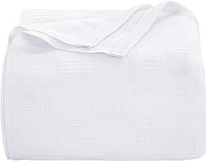 Oakias White Cotton Blanket King Size – 90 x 108 Inches – 350 GSM – Lightweight Thermal Blanket – Ideal for All Seasons – Perfect for Covering Any Bed