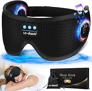 Sleep Headphones, White Noise Bluetooth Sleep Mask 3D Wireless Eye Mask Sleeping with Timing, Sleep Mask with Bluetooth Headphones for Side Sleepers Travel Yoga, Cool Gifts Men Women