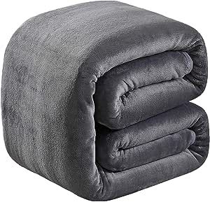 Soft Queen Size Blanket for Fall Winter Spring All Season 350GSM Thicken Warm Fuzzy Microplush Lightweight Thermal Fleece Summer Autumn Blankets for Queen/Full size Bed Sofa SOFTCARE Dark Gray 90"*90"