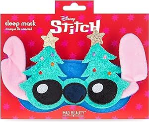 MAD BEAUTY Disney Stitch at Christmas Sleep Mask Soft, Comfortable, Elasticated, Adjustable, Kids & Adults, Great Gift