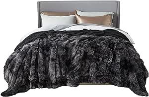 Bedsure Faux Fur King Size Blanket Tie Dye Black – Fuzzy, Fluffy, and Shaggy Faux Fur, Soft and Thick Sherpa, Tie-dye Decorative Gift, King Blanket for Bed, 108x90 Inches, 640 GSM