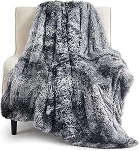 Bedsure Soft Fuzzy Faux Fur Throw Blanket Grey – Cozy, Fluffy, Plush Sherpa Fleece Blanket, Furry, Shaggy Blanket for Couch, Bed, Sofa, Thick Warm Blankets for Women, 50x60 Inches, 640 GSM