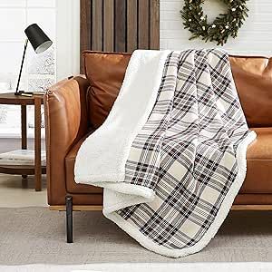 Eddie Bauer - Throw Blanket, Reversible Sherpa Fleece Bedding, Home Decor for All Seasons (Edgewood Khaki, Throw)